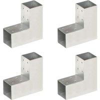 Berkfield Home Post Connectors 4 pcs L Shape Galvanised Metal 71x71 mm in Silver