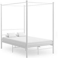 Berkfield Home Canopy Bed Frame White Metal 120x200 cm | Size: Small Double