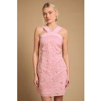 Oasis Women's Embroidered Floral Halterneck Mini Dress in Pink | Size: 12