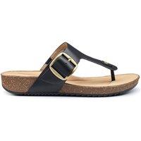 Hotter Women's Wide Fit 'Resort' Toe-Post Sandals in Black | Size: 4