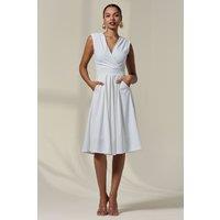 Jolie Moi Women's Plain Sleeveless Midi Dress in White | Size: 16