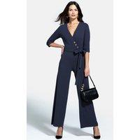 Hot Squash Women's Smart Scuba Jumpsuit with Buttons in Dark Grey | Size: 14
