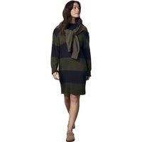 Celtic & Co Women's Merino Stripe Dress in Dark Olive | Size: Medium