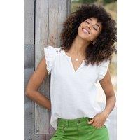 Kite Women's Turnworth Seersucker Blouse Off-White in Cream | Size: 14
