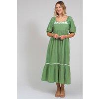 Kite Women's Cattistock Ric Rac Muslin Dress Ivy in Green | Size: 10