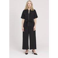Finery London Women's Marie Wide Leg Cropped Jumpsuit in Black | Size: 16