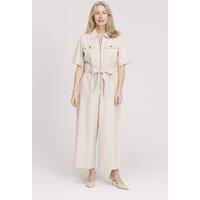 Finery London Women's Marie Wide Leg Cropped Jumpsuit in Light Beige | Size: 12