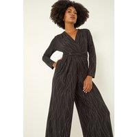 Roman Women's Embellished Wide Leg Stretch Jumpsuit in Black | Size: 12