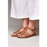 Moshulu Women's 'Saltern' Strappy leather t-bar sandals in Tan | Size: 6