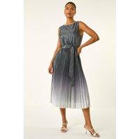 Roman Women's Pleated Ombre Midi Dress in Silver | Size: 10