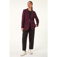 Roman Women's Petite Textured Buttoned Blazer in Plum | Size: 14