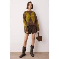 WOVCOR Women's Argyle Pattern Knitted Jumper | Size: Large
