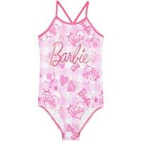 Barbie Girl's Gingham Print One Piece Swimsuit in Pink | Size: 4-5 Years