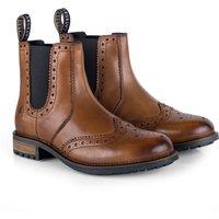 CATESBY ENGLAND Men's Sandringham Leather Brogue Chelsea Boots in Tan | Size: 12