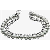 Fred Bennett Men's Everyday Unity Stainless-Steel & Grey Shell Pearl Two Row Bracelet B5440 in Silver