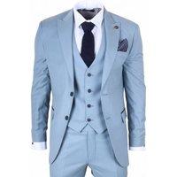 Infinity Leather Men's 3 Piece Plain Work Formal Suit in Light Blue | Size: 36R