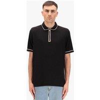Luke 1977 Men's Vesuvius Zip Neck Waffle Polo in Black | Size: Medium
