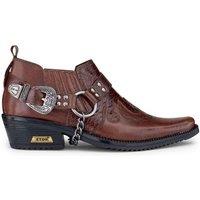 Infinity Leather Men's Leather Winklepicker Cowboy Cuban Biker Shoes in Brown | Size: 8
