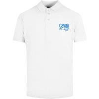 Cavalli Class Men's Bold Logo White Polo Shirt | Size: Medium