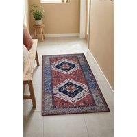 Living and Home Bohemian-Inspired Non-Slip Runner Rug in Red | Size: 50 cm x 120 cm