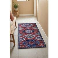 Living and Home Bohemian-Inspired Non-Slip Runner Rug in Red | Size: 50 cm x 120 cm