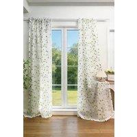 Living and Home 130cm W 2 Panels Leaf Pattern Embroidered Semi-sheer Curtains in White | Size: 210 cm