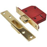 Union Strongbolt 2100S Bs 5 Lever Mortice Deadlock 68Mm 2.5In Satin Brass in Red