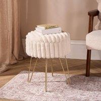 OHS Ribbed Fleece Faux Fur Hairpin Stool Vanity Seat Ottoman Footrest