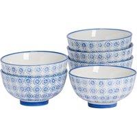 Nicola Spring Hand-Printed Rice Bowls - 12cm - Pack of 6 in Navy