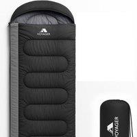Voyager Sleeping Bag for Adults - Lightweight & Compact (190x30x80cm) in Black | Size: 190 x 30 x 80 cm