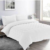 Homes-Linen Teddy Hearts Duvet Cover Set Super Soft Fluffy Fleece Bedding in White | Size: Double