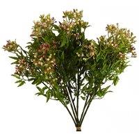 Leaf Pack of 6 x 55cm Artificial Foliage Stem with Pink Berries | Size: 6 x 55 cm