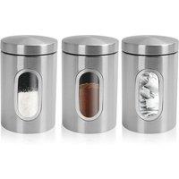 MANTRARAJ 3 PC Kitchen Canister Set Food Storage Container Set Stainless Steel Storage Jars in Silver | Size: 3 Pack