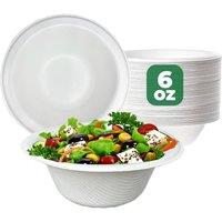 ECONX 6oz Biodegradable Bagasse Bowls Disposable Bowls For Picnic Parties in White | Size: 300 Pieces