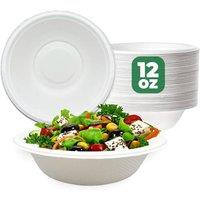 ECONX 12oz Disposable Party Bowls Biodegradable Bagasse Bowls For BBQ Event in White | Size: 200 Pieces