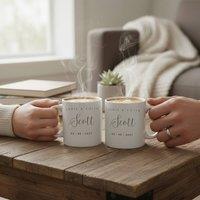 Aye Do Gifts Personalised Surname Wedding Mugs Gift Set in White