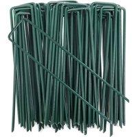 SPETLEK Galvanised Steel U Pins for Weed Control Fabric Securing in Green