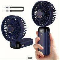 SPETLEK Portable Handheld Folding Desk Fan USB Rechargeable Cooling Navy
