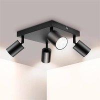 SPETLEK Adjustable 4 Way GU10 LED Ceiling Spotlight Fitting No Bulb in Black