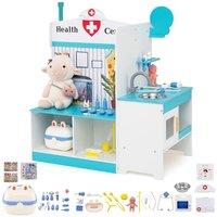 CASART Kids Doctor Play Set Wooden Toy Medical Center Playset w/ECG Monitor