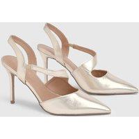 Wallis Women's Wide Fit Everly Asymmetric Pointed Stiletto High Heel Court Shoes in Gold | Size: 3