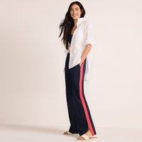 Lands' End Women's Straight Leg Side Stripe Jersey Trousers in Navy | Size: 16-18