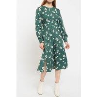 Louche Women's Liv Roaring Daisy Print Long Sleeve Midi Dress - Green | Size: 14