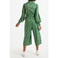 Louche Women's Oski-Cat-Camo Print Long Sleeve Jumpsuit in Green | Size: 12