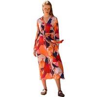 Celtic & Co Women's Tie Front Midi Dress in Coral | Size: 12