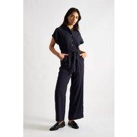 Louche Women's Angie Satin Back Crepe Jumpsuit - Navy in Blue | Size: 10