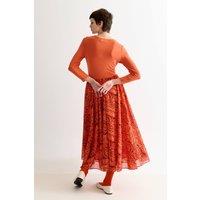 Louche Women's Huxley Rosechild Jersey Top Circle Skirt Midi Dress - Apricot in Orange | Size: 10