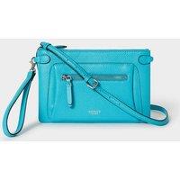 OSPREY LONDON Women's The Ruby Leather Crossbody Clutch Bag in Aqua