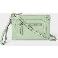 OSPREY LONDON Women's The Ruby Leather Crossbody Clutch Bag in Mint