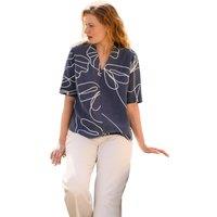 Celtic & Co Women's Short Sleeve V-Neck Tunic Blouse in Mid Navy | Size: 8